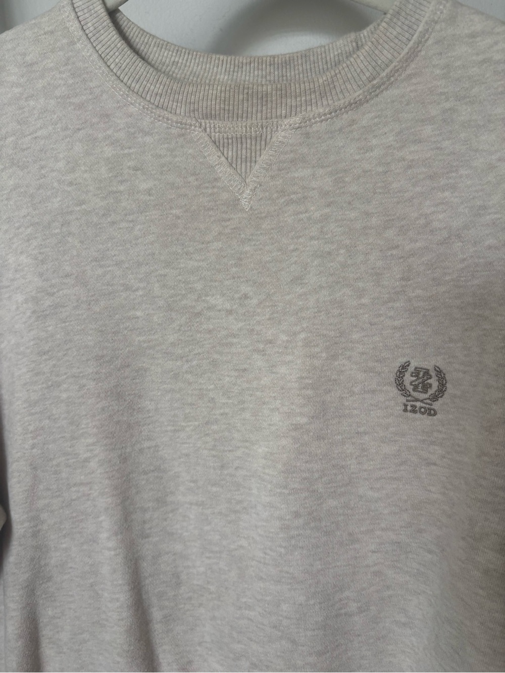 Izod Crewneck Sweatshirt Small Heathered Beige/Gray